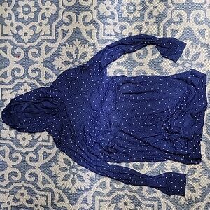 Latched Mama Hooded Long Sleeved Nursing Shirt - Blie Polka Dot - Medium